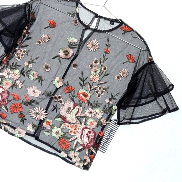 Haute Monde Black Floral Embroidered Blouse - Picture 2 of 7